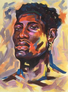 African painting of an african man's face