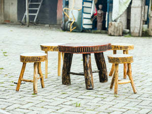 Rustic table and four chairs Handmade in Ghana West Africain Ghana, West