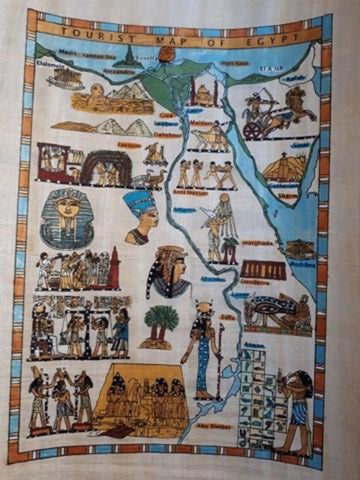 Egyptian handmade papyrus painting-Tourist Map of Egypt