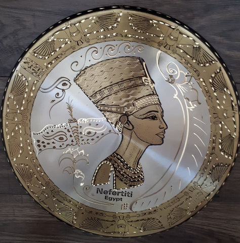 Copper Pharaonic design Wall Plate-Queen Nefertiti, handmade in Egypt