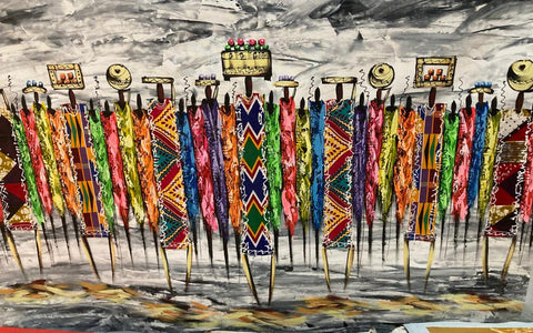 African Painting-A Battalion of Wares, acrylic on canvas