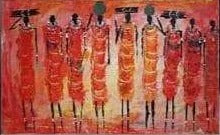 many african women dressed in red holding wares on their head  Crimson All Over