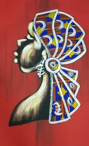 African Painting-Adinkra Empress, acrylic on canvas