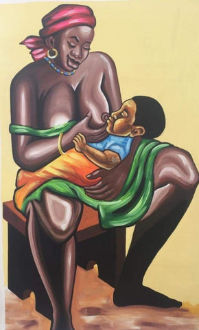 African Painting-Mama's Love, acrylic on canvas