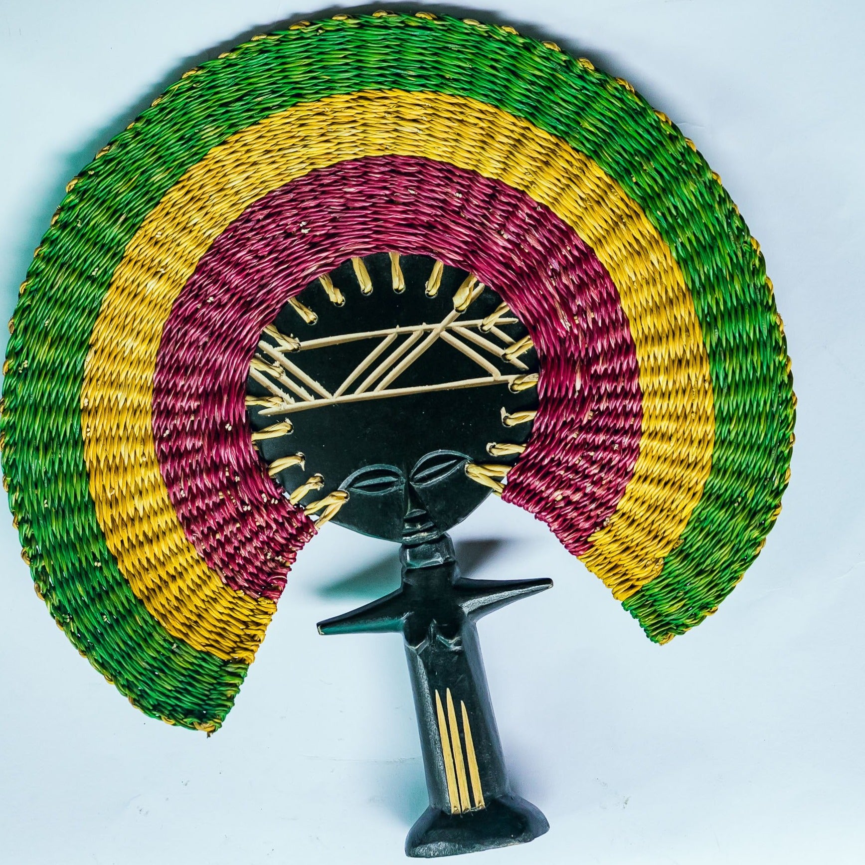 Fan with fertility Goddess, hand-made of straw, Ghana, West Africa