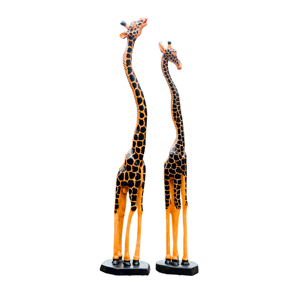 African Wood Sculpture-Gigantic Giraffe, hand-carved of white wood