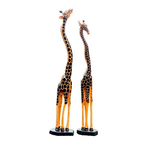 African Wood Sculpture-Gigantic Giraffe, hand-carved of white wood