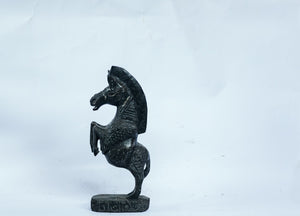 African Wood Sculpture-Horse on hind Leg, hand-carved of white wood, Ghana, West Africa 55 cm X 33 cm