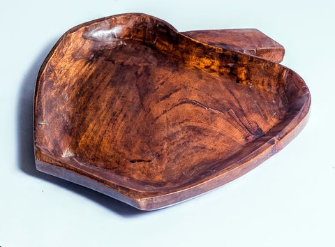 Tray-small, fruit-shaped, hand-carved of teak wood, Ghana, West Africa