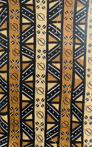 Mudcloth Blanket, ""Bravery" Pattern, traditional to nearby Mali, mudcloth is woven cotton fabric soaked in boiled leaves from the n'gallama tree and painted with clay and mud, Ghana, West Africa 253 cm X 186 cm