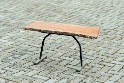 Table-Rectangular with metal Legs, hand-carved of white wood, Ghana, West Africa 87 cm X 46 cm
