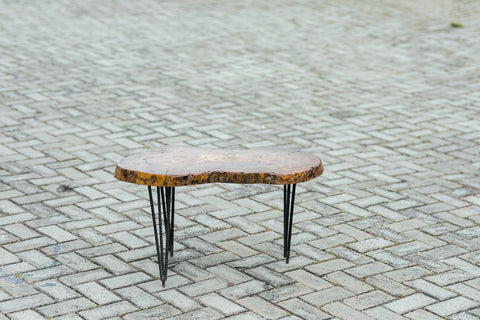 Table- with metal Legs, hand-carved of white wood, Ghana, West Africa 76 cm X 43 cm